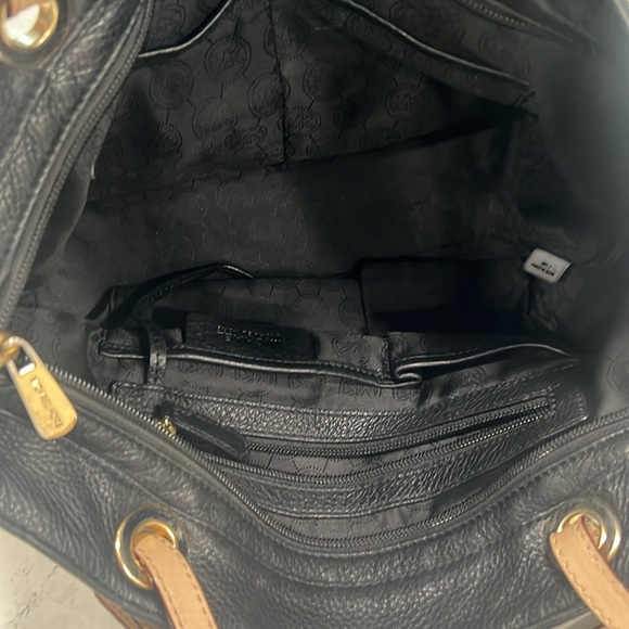 Michael Kors black pebbled leather bag w/tan strap - Picture 5 of 8